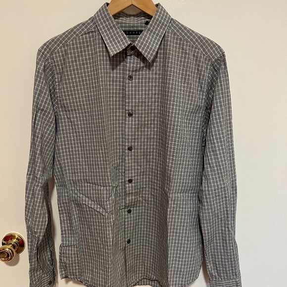 Designer Men's Dress Shirt from Theory Sylvain Checked button down - Picture 1 of 10